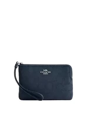Coach Corner Zip Wristlet In Signature Jacquard