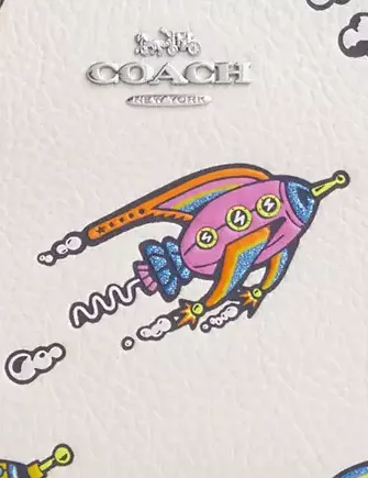 Coach Cosmic Coach Corner Zip Wristlet With Rocket Print