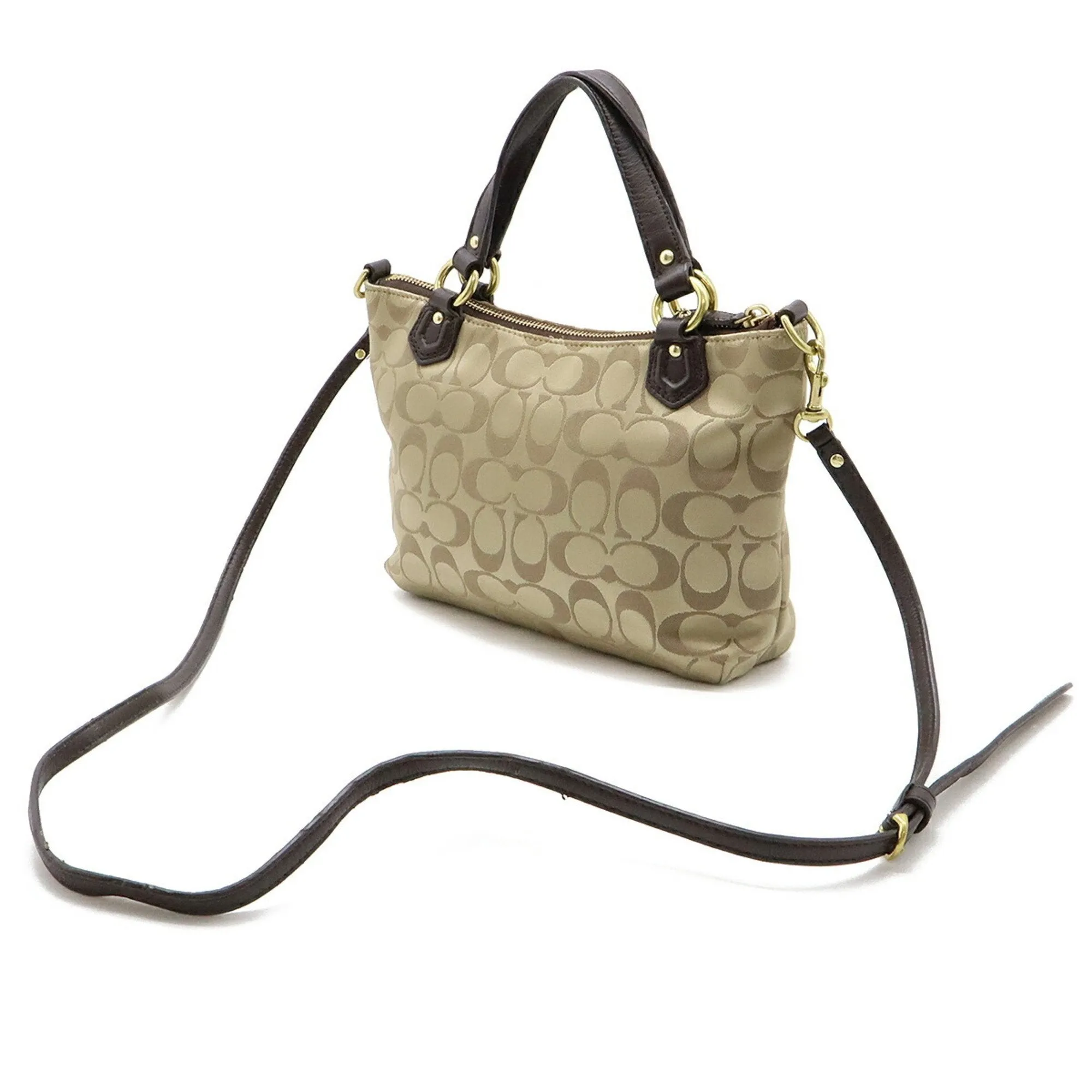 Coach  Satin Leather Handbag Shoulder Bag (Pre-Owned)