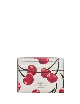 Coach Slim Id Card Case With Cherry Print