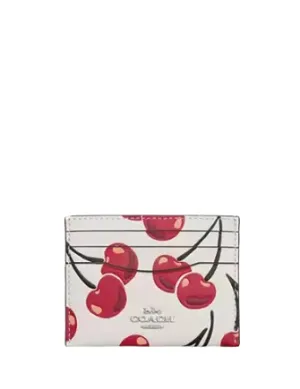 Coach Slim Id Card Case With Cherry Print
