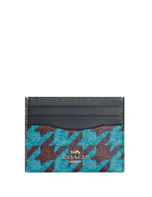 Coach Slim Id Card Case With Houndstooth Print