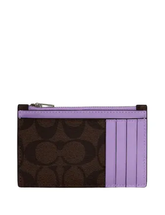 Coach Zip Card Case In Signature Canvas
