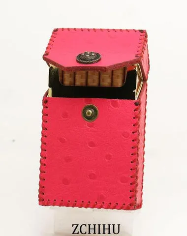 Cool Handmade Leather Womens Pink Cigarette Holder Case for Women