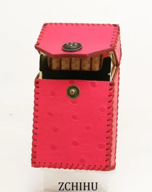 Cool Handmade Leather Womens Pink Cigarette Holder Case for Women