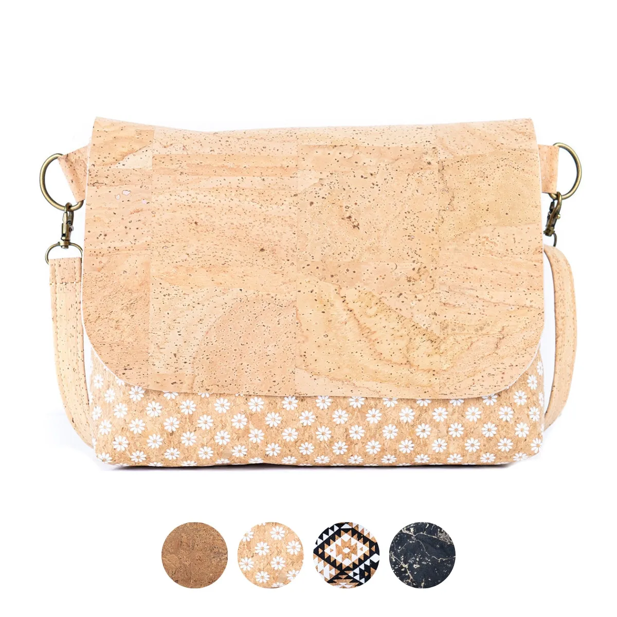 Cork Crossbody Shoulder Bag ?C Vegan Leather Purse with Magnetic Flap Closure BAGP-115