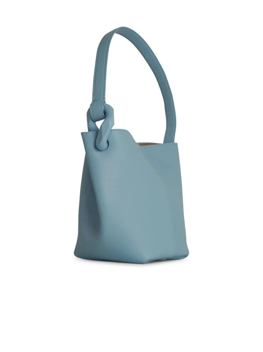 Corner' Bucket Bag In Light Blue Leather