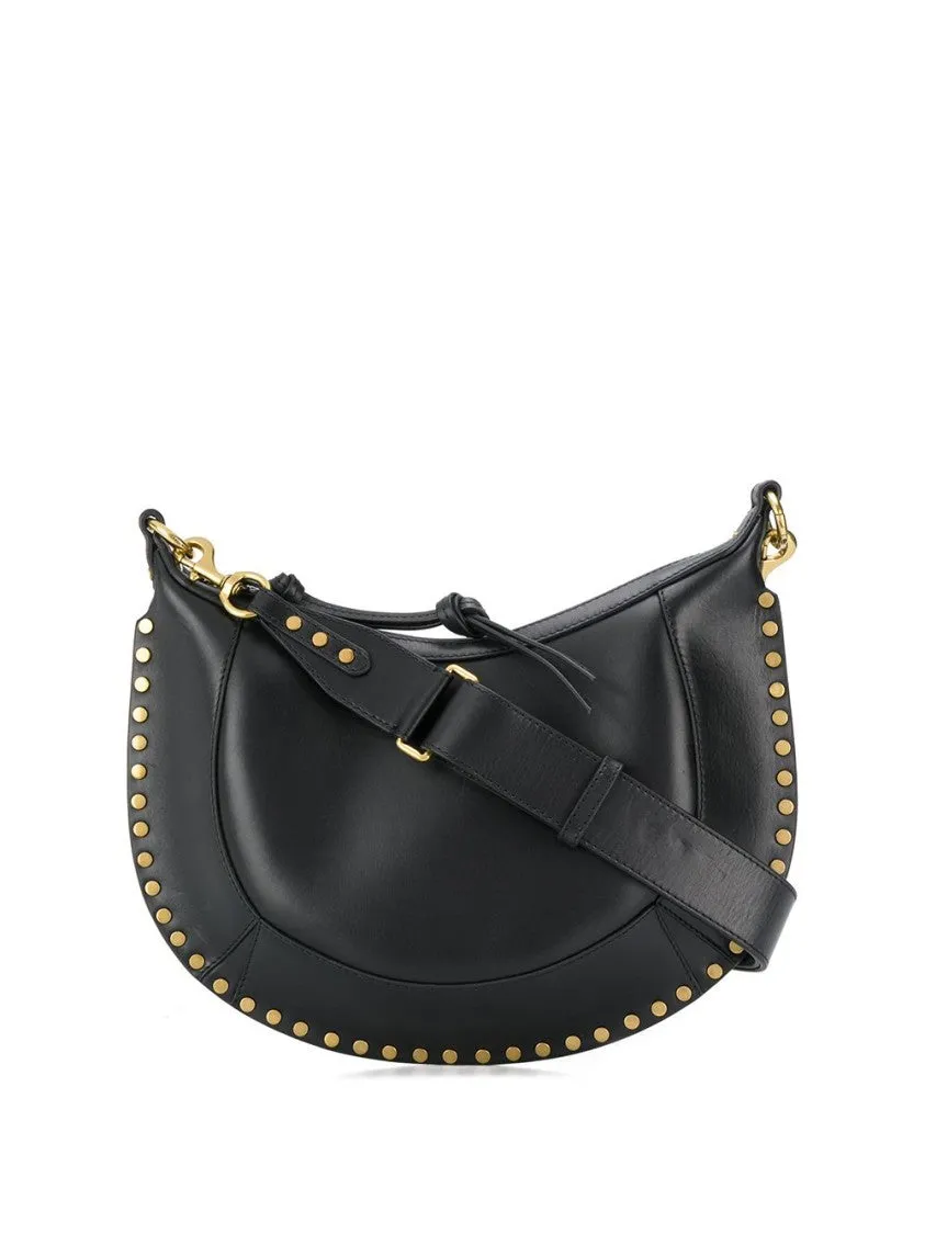 Curved Silhouette Leather Bag With Gold-Tone Stud Detailing