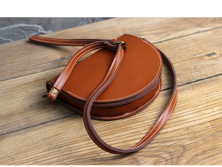 Cute White LEATHER Saddle SHOULDER Bag WOMEN Small Saddle Crossbody Purse FOR WOMEN