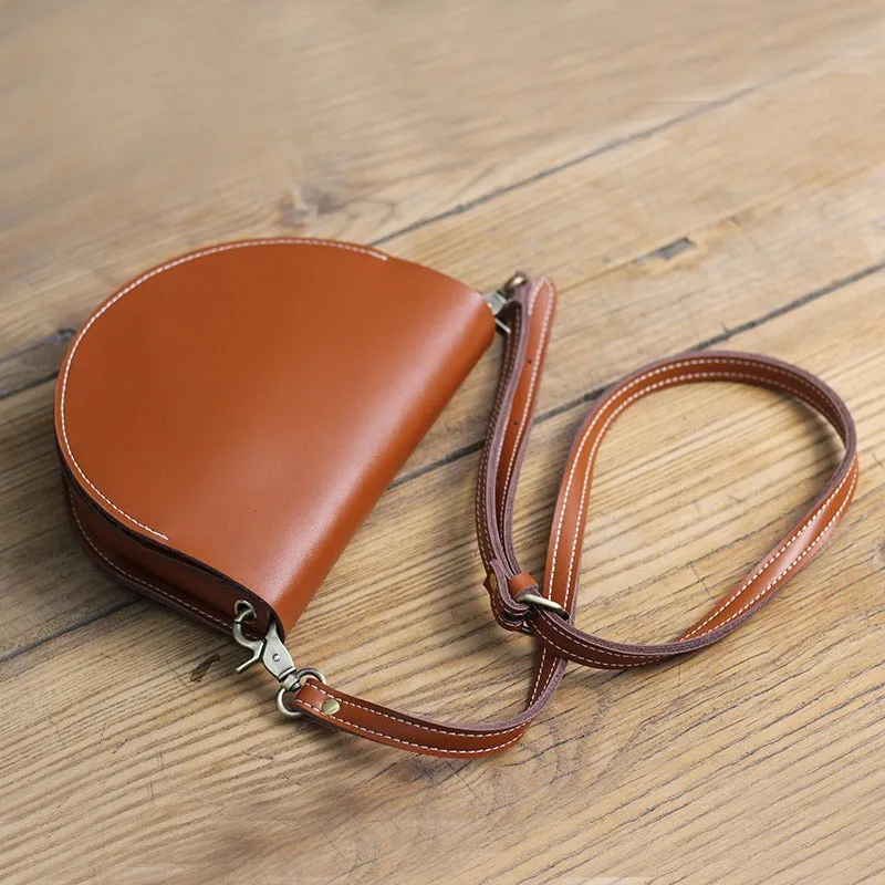 Cute White LEATHER Saddle SHOULDER Bag WOMEN Small Saddle Crossbody Purse FOR WOMEN