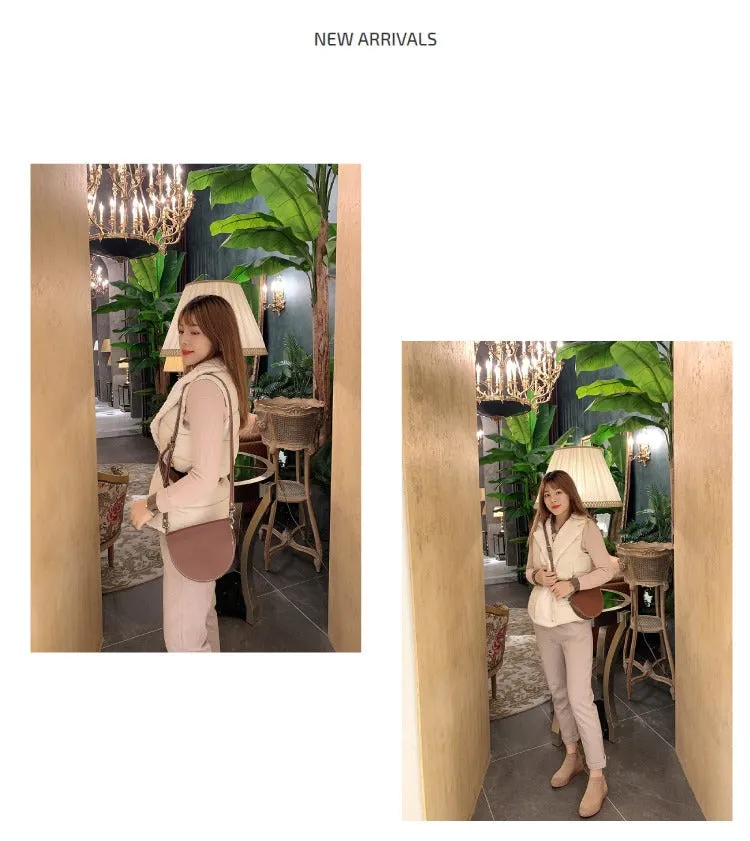 Cute White LEATHER Saddle SHOULDER Bag WOMEN Small Saddle Crossbody Purse FOR WOMEN