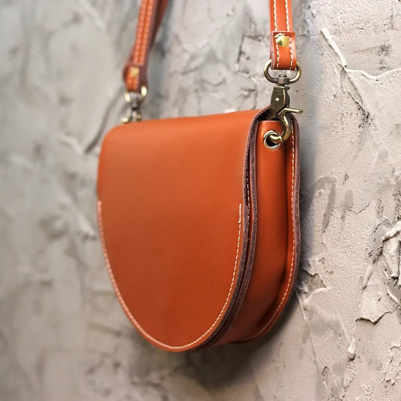 Cute White LEATHER Saddle SHOULDER Bag WOMEN Small Saddle Crossbody Purse FOR WOMEN