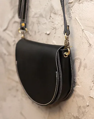 Cute White LEATHER Saddle SHOULDER Bag WOMEN Small Saddle Crossbody Purse FOR WOMEN