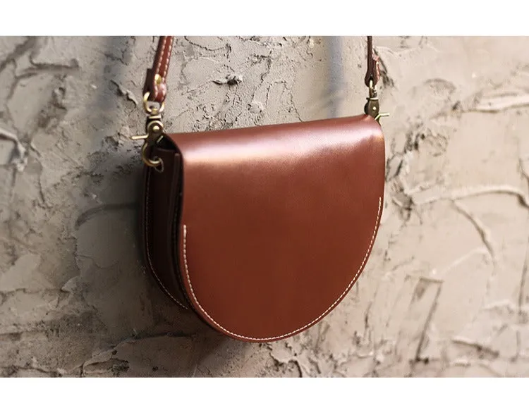 Cute White LEATHER Saddle SHOULDER Bag WOMEN Small Saddle Crossbody Purse FOR WOMEN