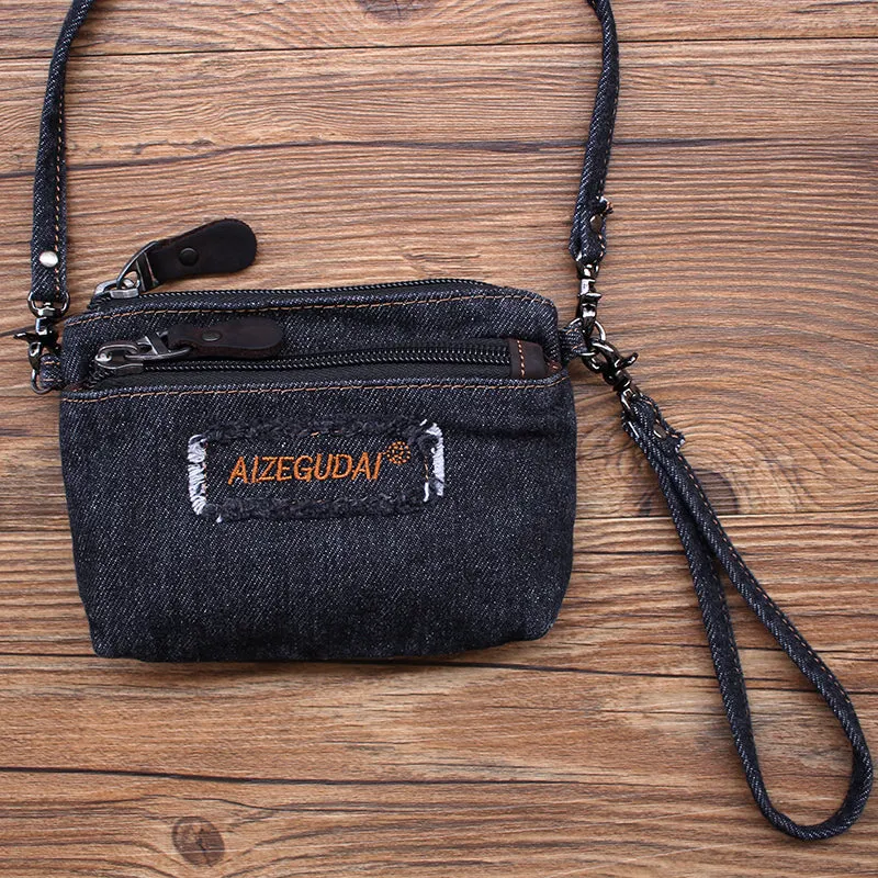 Denim Womens Mini Shoulder Bags Keys Coin Wallet Crossbody Bag Denim Wirstlet Purse