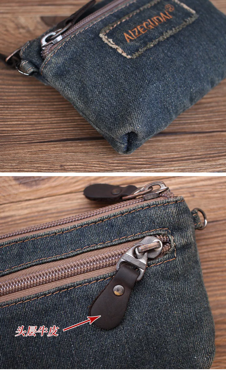 Denim Womens Mini Shoulder Bags Keys Coin Wallet Crossbody Bag Denim Wirstlet Purse