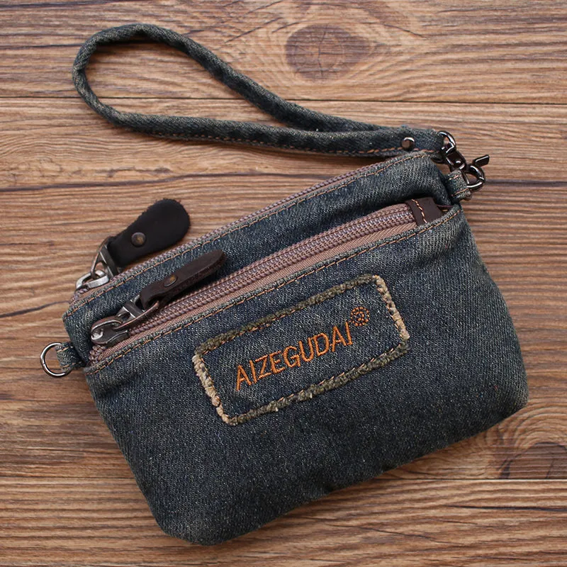 Denim Womens Mini Shoulder Bags Keys Coin Wallet Crossbody Bag Denim Wirstlet Purse