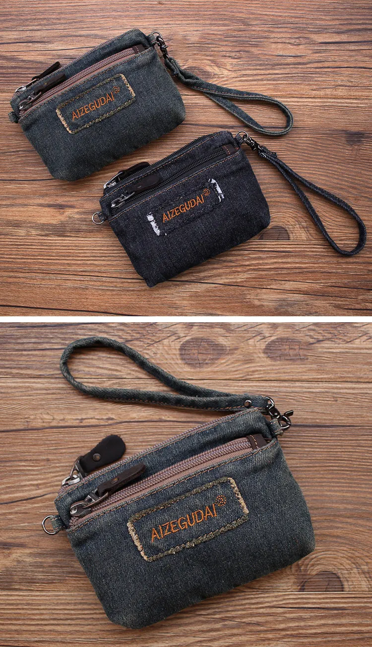 Denim Womens Mini Shoulder Bags Keys Coin Wallet Crossbody Bag Denim Wirstlet Purse