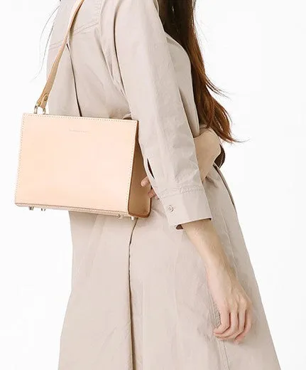 Fashion Beige Leather Women Box Tote Bag Box Handbag Shoulder Bag For Women