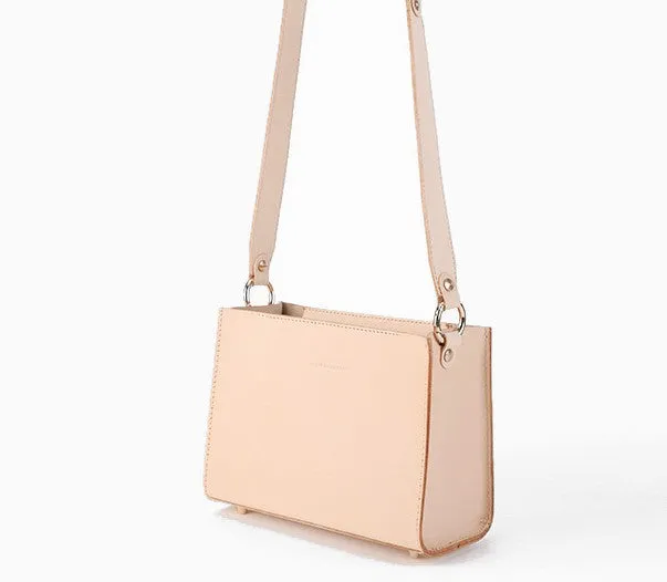 Fashion Beige Leather Women Box Tote Bag Box Handbag Shoulder Bag For Women