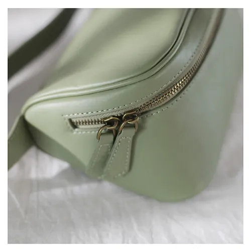 Fashion Gray Leather Women's Small Leather Satchel Shoulder Bag Square Crossbody Bag