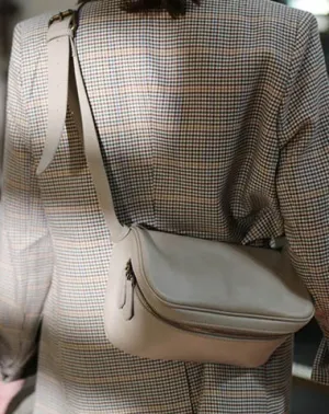 Fashion Gray Leather Women's Small Leather Satchel Shoulder Bag Square Crossbody Bag