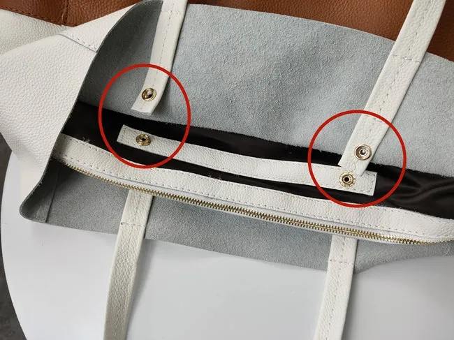 Fashion Womens White Brown Leather Oversize Tote Bag White Brown Shoulder Tote Bag Handbag Tote For Women