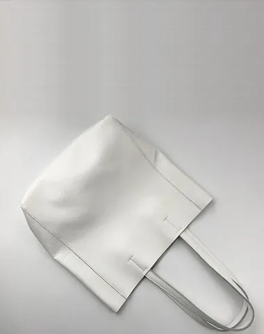 Fashion Womens White Leather Vertical Tote Bags White Shoulder Tote Bags White Handbags Tote For Women
