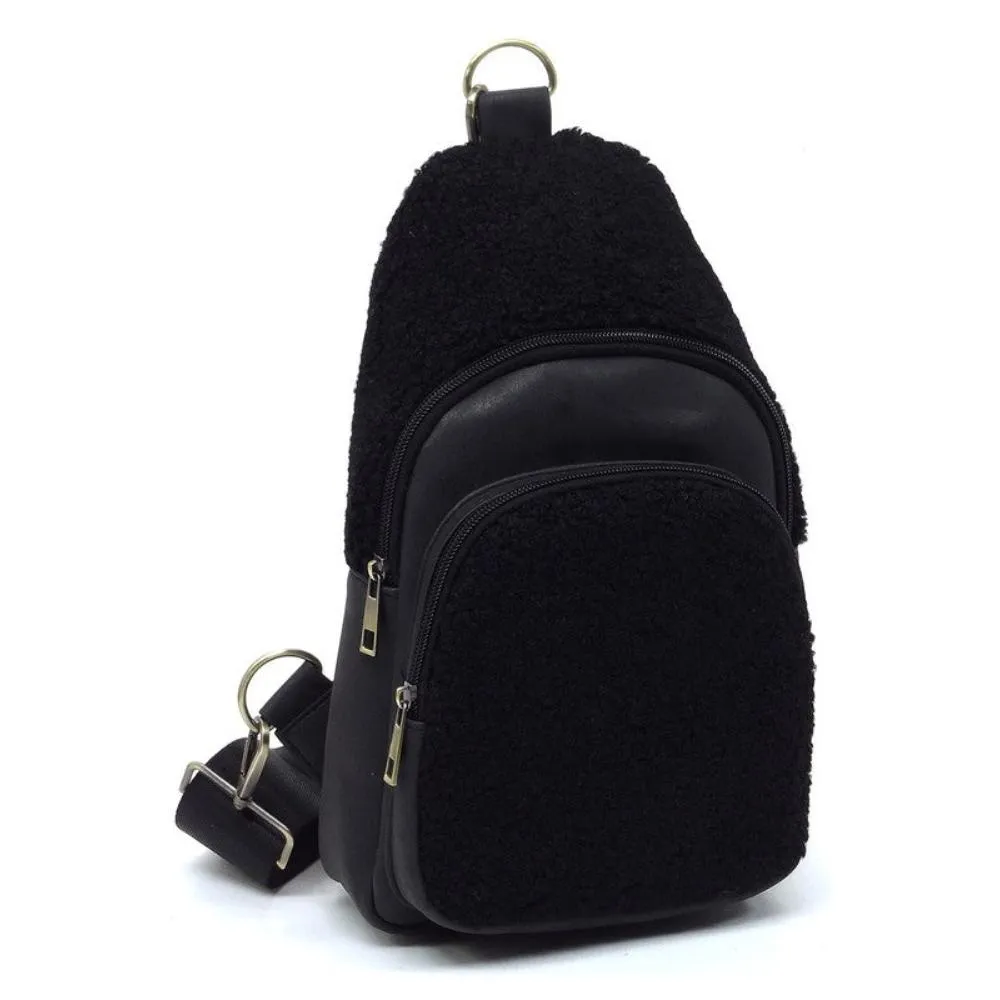 FASHNZFAB Terry Fur Sling Bag Backpack