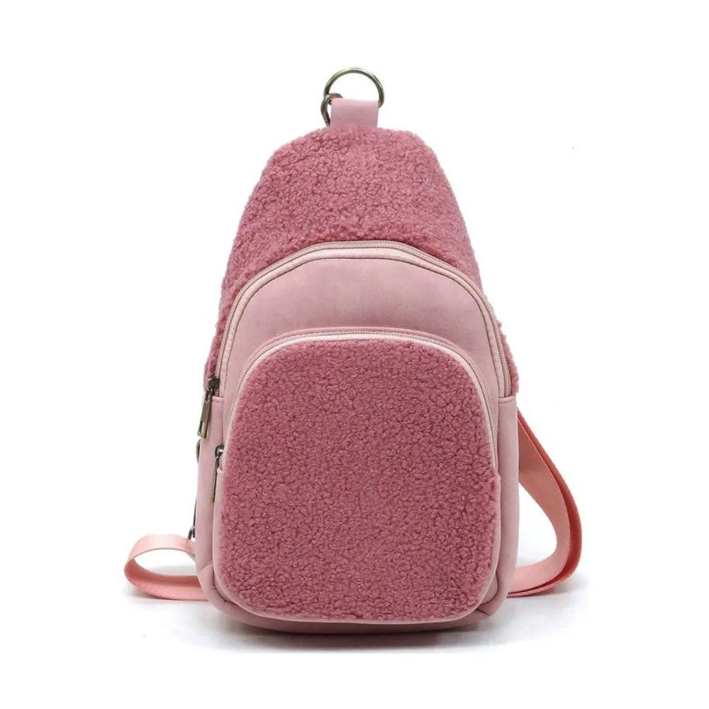 FASHNZFAB Terry Fur Sling Bag Backpack