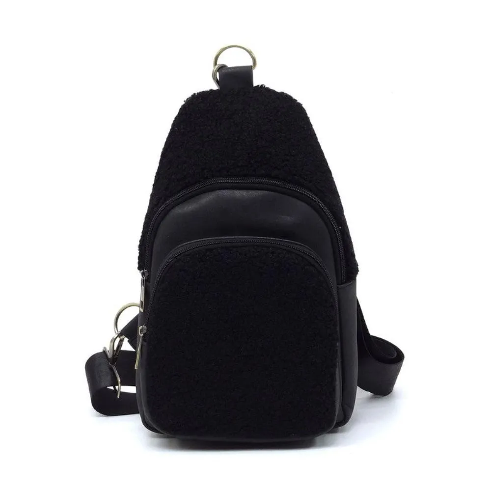 FASHNZFAB Terry Fur Sling Bag Backpack