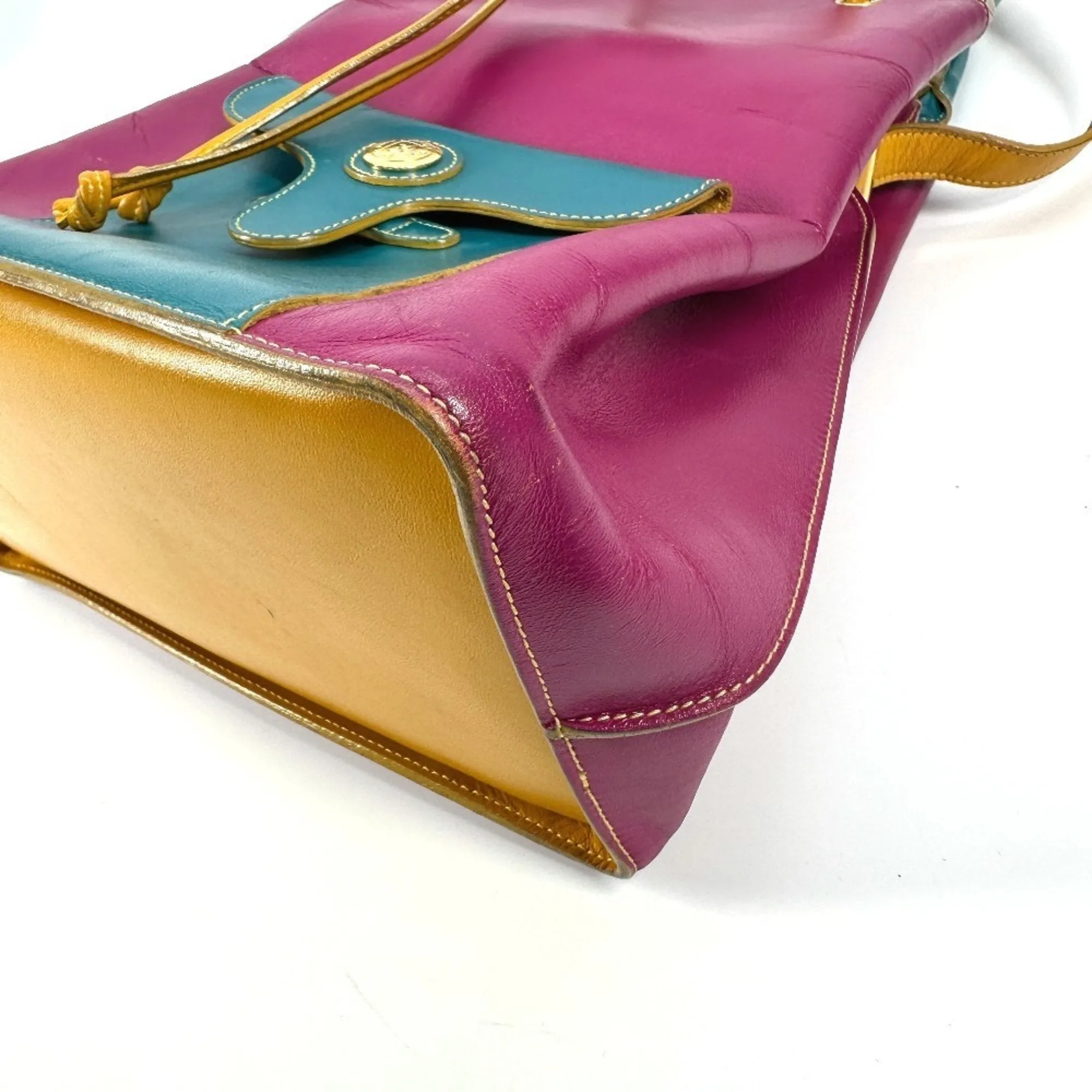 Fendi blue pink yellow Leather Handbag Shoulder Bag (Pre-Owned)