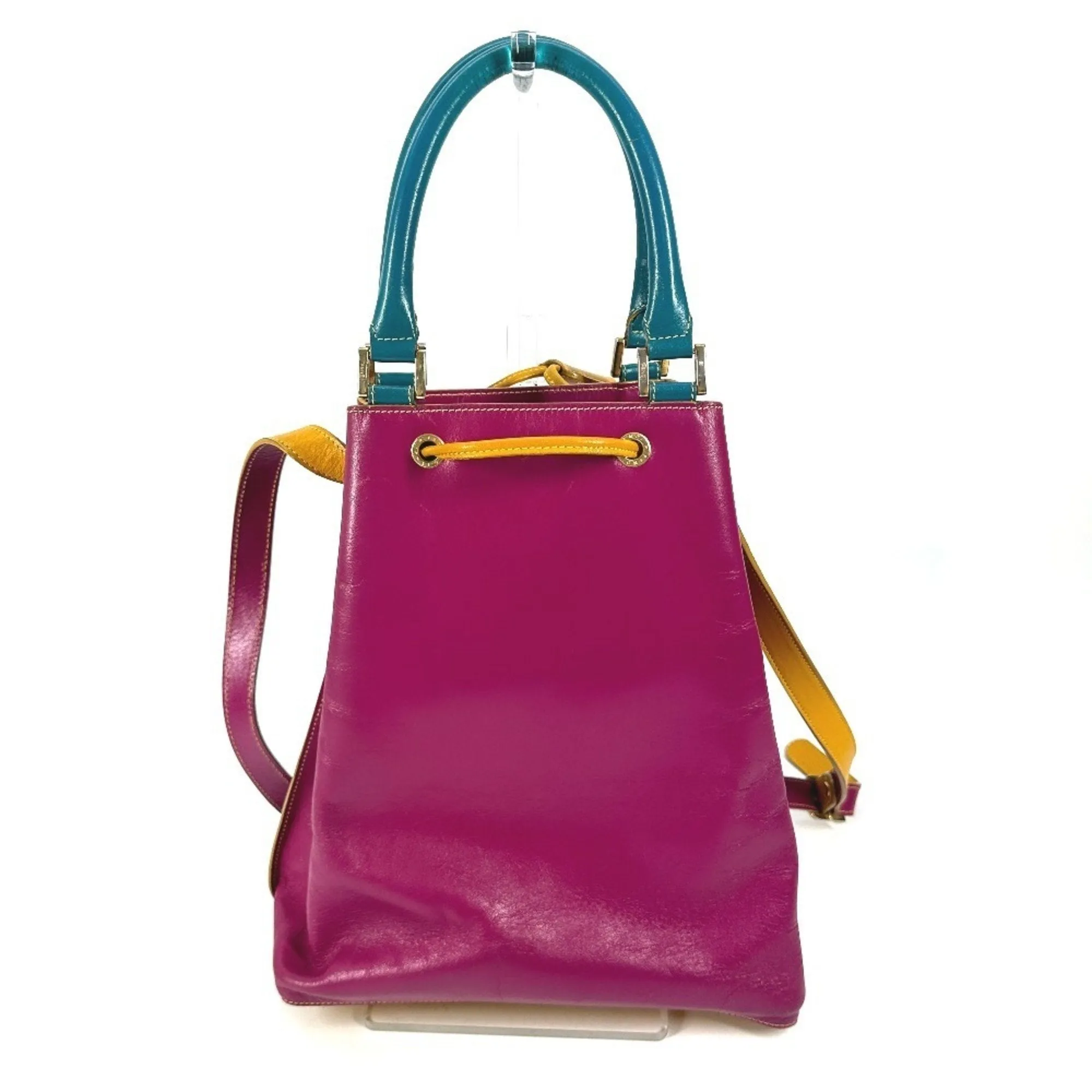 Fendi blue pink yellow Leather Handbag Shoulder Bag (Pre-Owned)