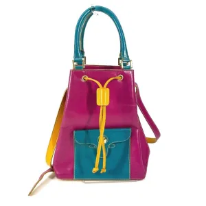 Fendi blue pink yellow Leather Handbag Shoulder Bag (Pre-Owned)