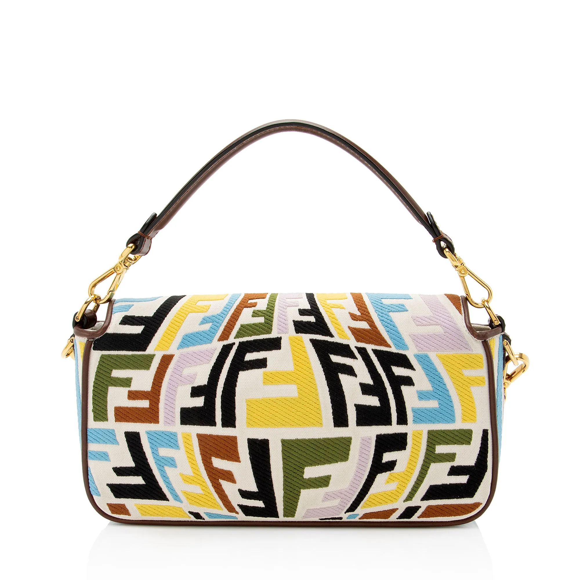 Fendi x Sara Coleman Canvas Fish Eye Medium Baguette Shoulder Bag