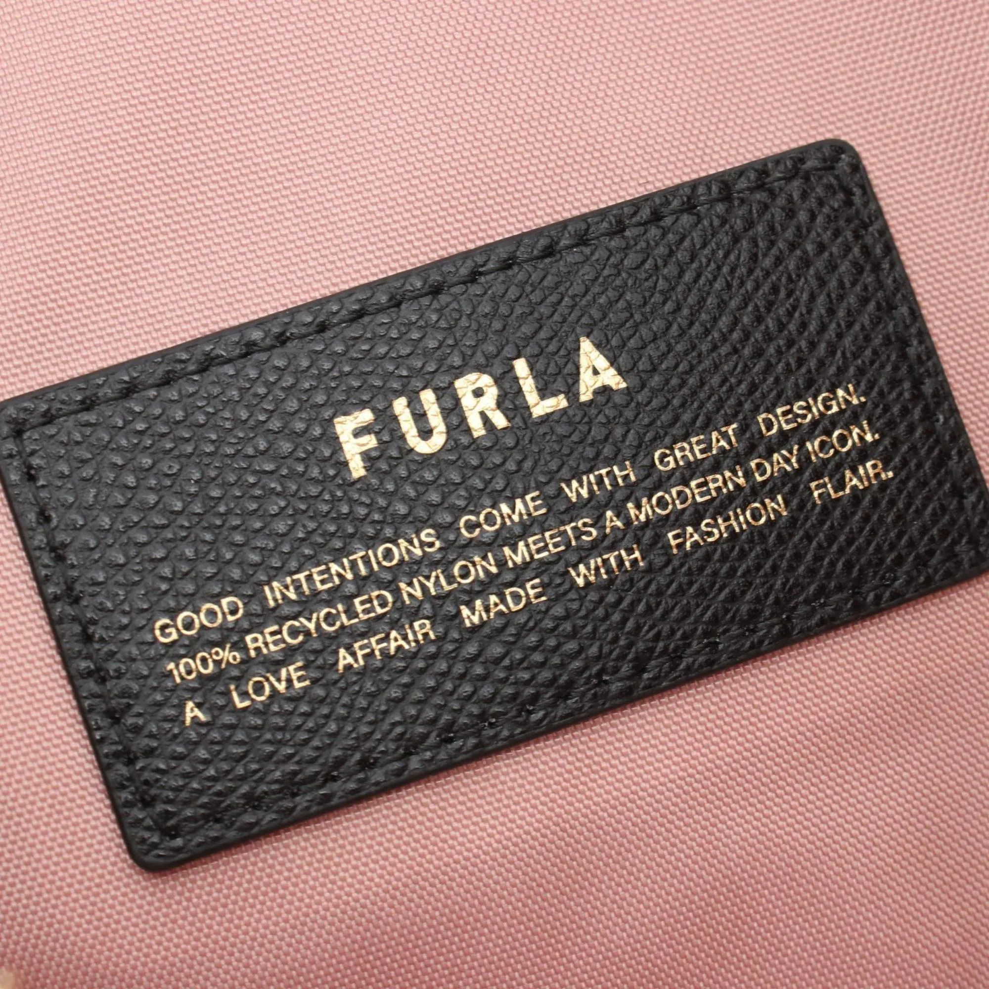 Furla  pink Leather Nylon Canvas Handbag
