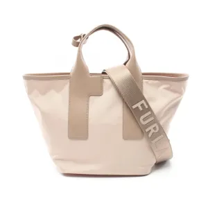 Furla  pink Leather Nylon Canvas Handbag