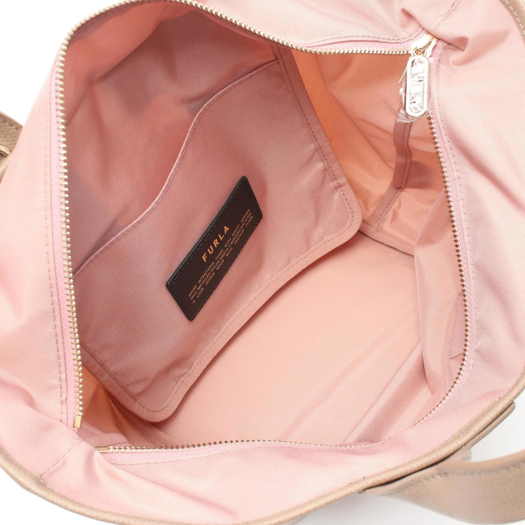 Furla  pink Leather Nylon Canvas Handbag