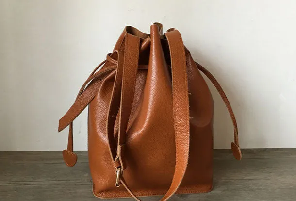 Genuine Leather Bucket Bag Shoulder Bag For Women Leather Crossbody Bag