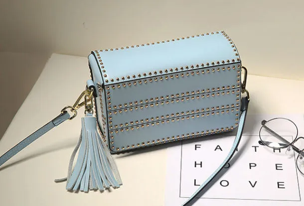 Genuine Leather crossbodybag rivet shoulder bag for women leather bag
