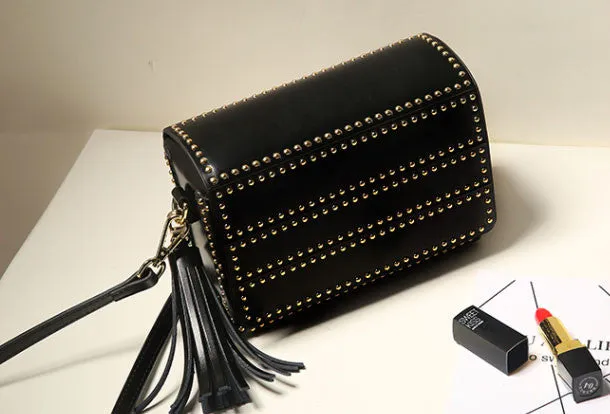 Genuine Leather crossbodybag rivet shoulder bag for women leather bag