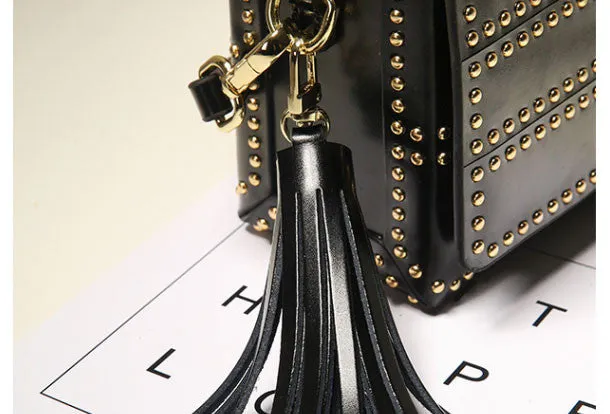 Genuine Leather crossbodybag rivet shoulder bag for women leather bag