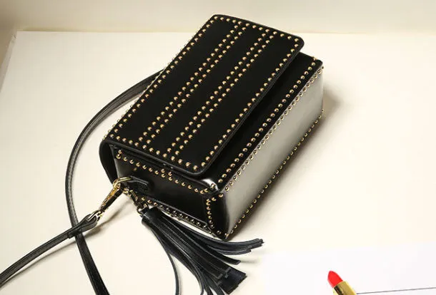 Genuine Leather crossbodybag rivet shoulder bag for women leather bag