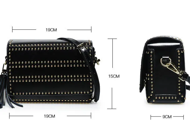 Genuine Leather crossbodybag rivet shoulder bag for women leather bag