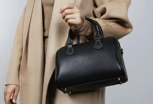 Genuine Leather Cute Women Boston Bag Handbag Shoulder Bag Crossbody Bag Leather Purse