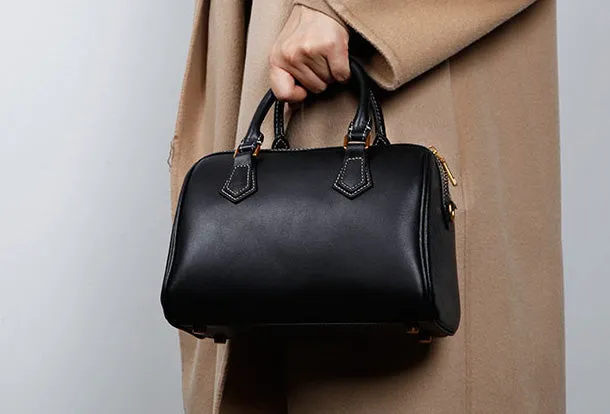 Genuine Leather Cute Women Boston Bag Handbag Shoulder Bag Crossbody Bag Leather Purse