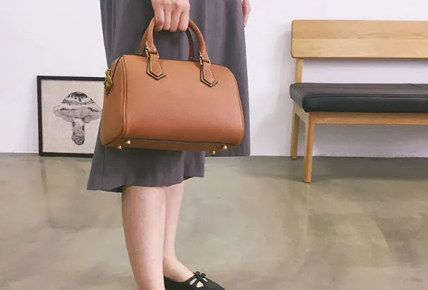 Genuine Leather Cute Women Boston Bag Handbag Shoulder Bag Crossbody Bag Leather Purse