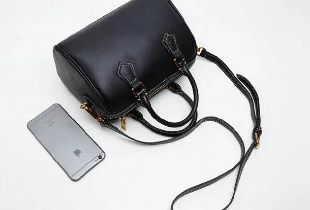 Genuine Leather Cute Women Boston Bag Handbag Shoulder Bag Crossbody Bag Leather Purse