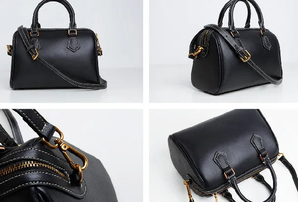 Genuine Leather Cute Women Boston Bag Handbag Shoulder Bag Crossbody Bag Leather Purse