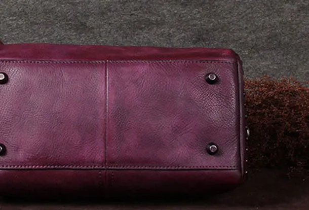 Genuine Leather Handbag Rivet Vintage Bag Crossbody Bag Shoulder Bag Purse For Women